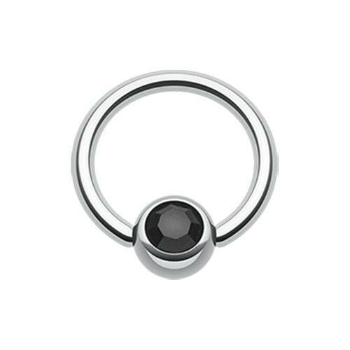 Gem Ball Steel Captive Bead Ring.