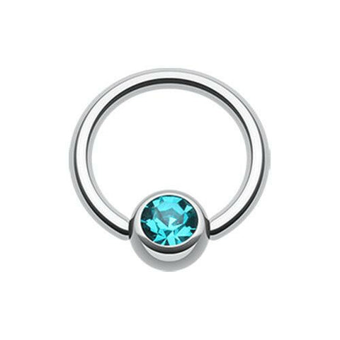 Gem Ball Steel Captive Bead Ring.