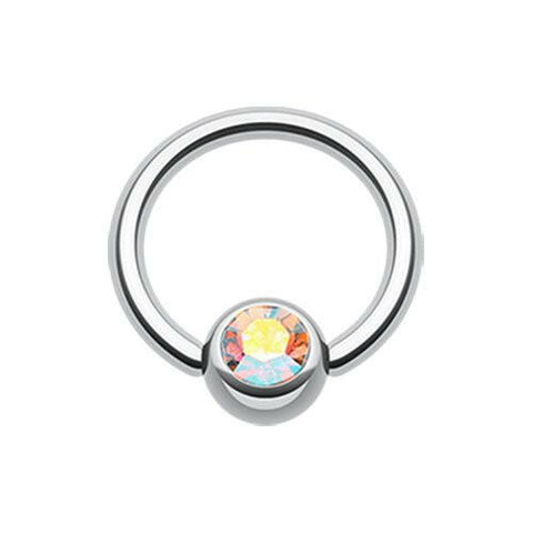 Gem Ball Steel Captive Bead Ring.