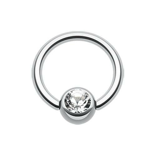 Gem Ball Steel Captive Bead Ring.