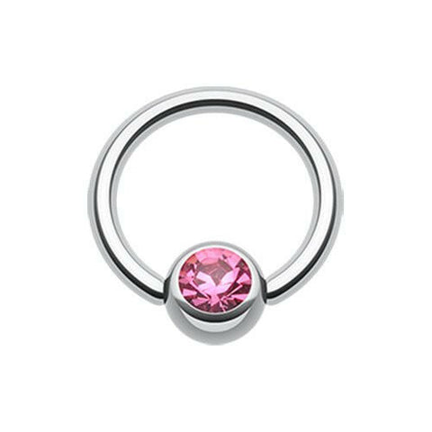 Gem Ball Steel Captive Bead Ring.