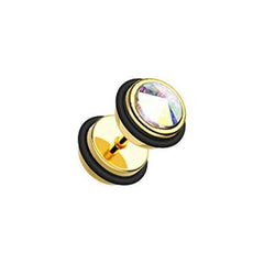 Gemmed Iridescent Metallic Coat Acrylic Fake Plug with O-Rings.