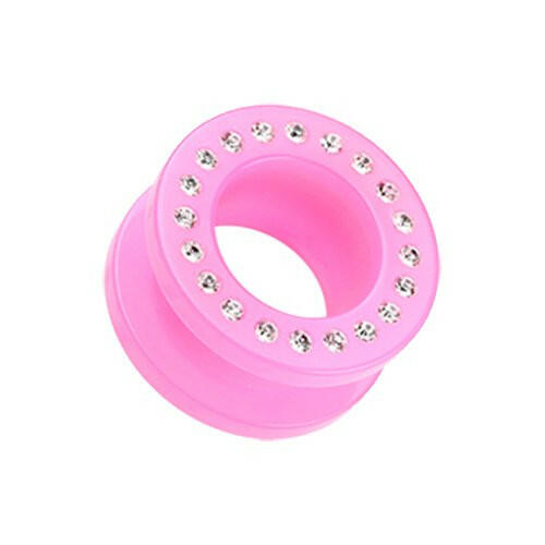 Gems Encircle Screw-Fit Ear Gauge Tunnel Plug.