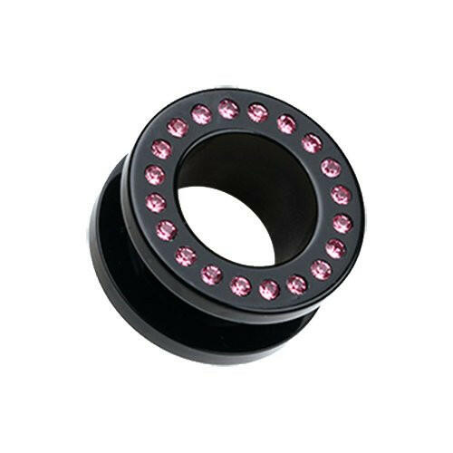 Gems Encircle Screw-Fit Ear Gauge Tunnel Plug.