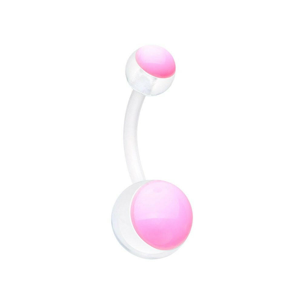 Glow in the Dark Bio Flexible Shaft Acrylic Ball Belly Button Ring.