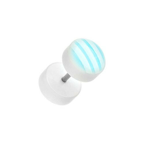 Glow in the Dark Stripes Acrylic Fake Plug Earrings.