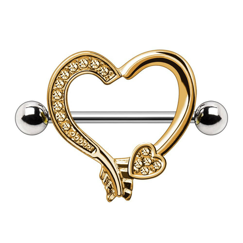 Gold Plated Arrow Heart Nipple Shield.