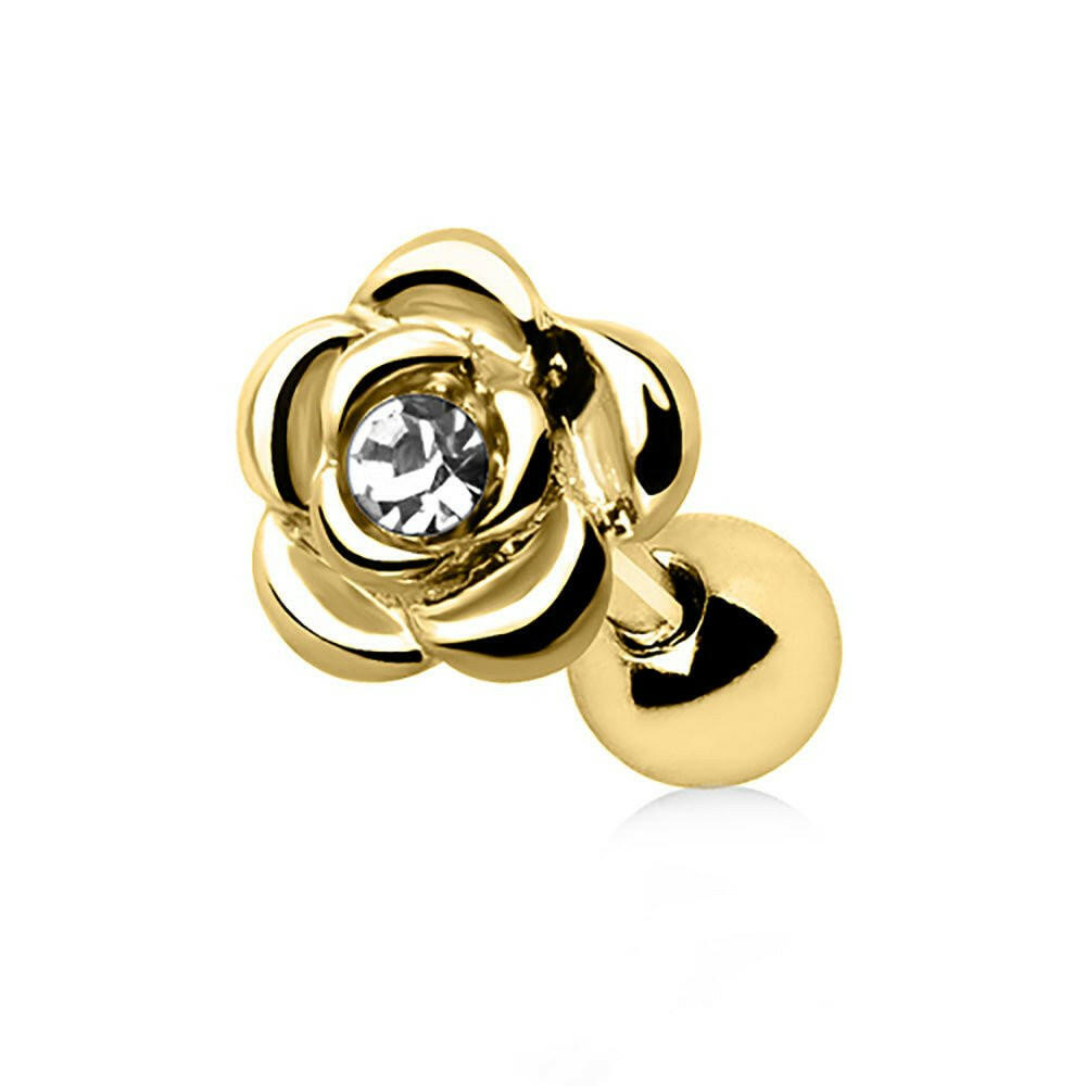 Gold Plated Diamond Rose Cartilage Earring.