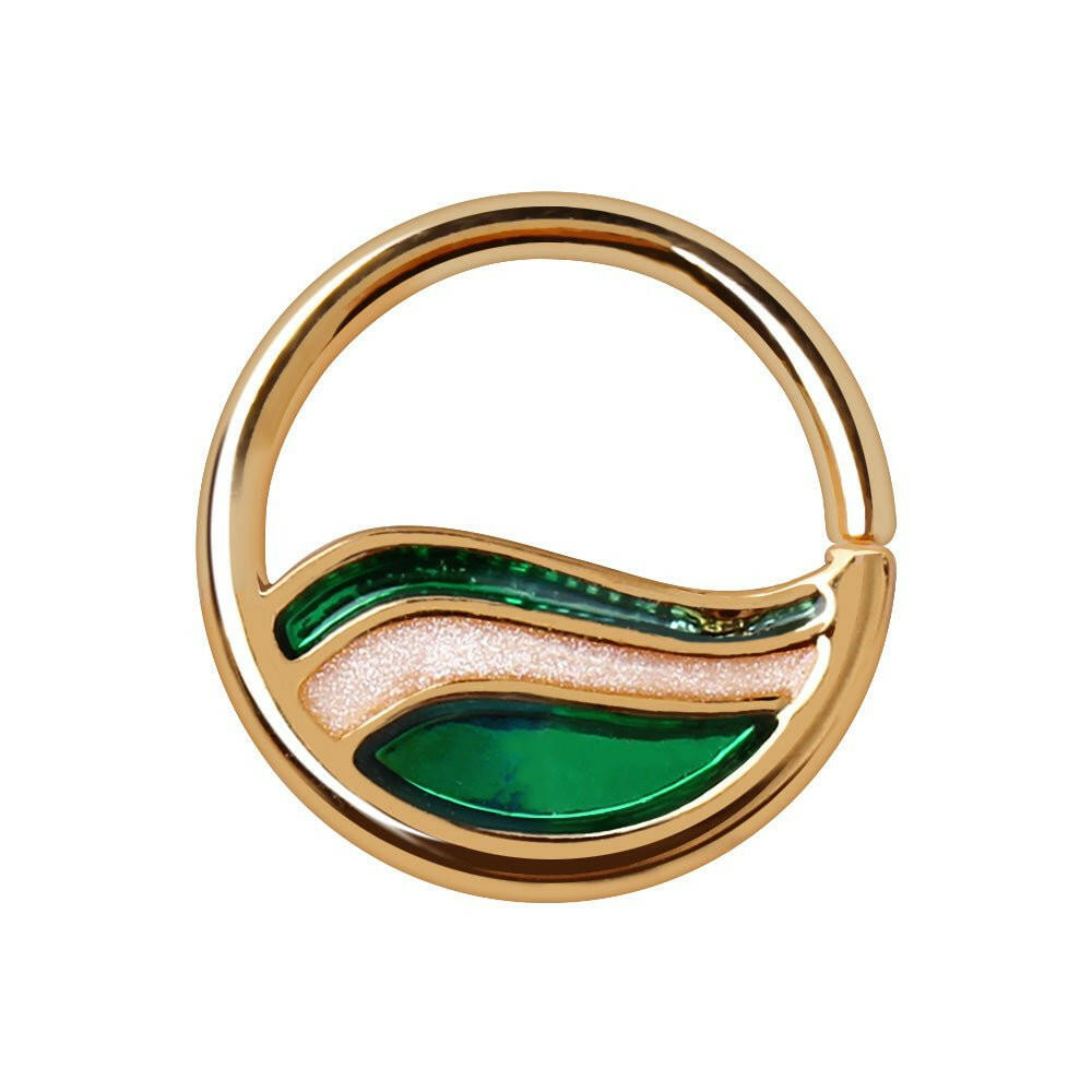 Gold Plated Green Wave Seamless Ring.