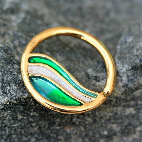 Gold Plated Green Wave Seamless Ring - Impulse Piercings