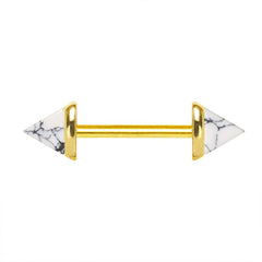 Gold Plated Howlite Triangle Nipple Bar.