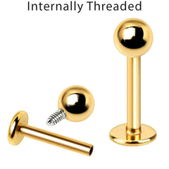 Gold Plated Internally Threaded Labret.