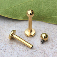 Gold Plated Internally Threaded Labret - Impulse Piercings