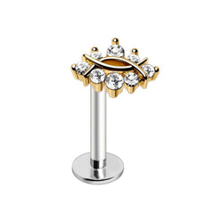 Gold Plated Jeweled Ancient Symbol Sign Labret.