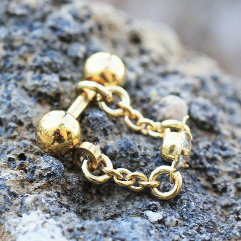 Gold Plated Jeweled Chain Wrap Cartilage Earring - Impulse Piercings