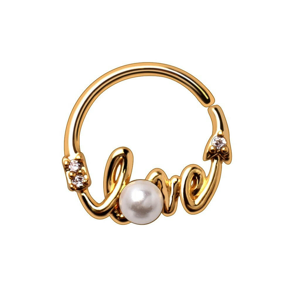 Gold Plated Jeweled "LOVE" Annealed Seamless Ring.