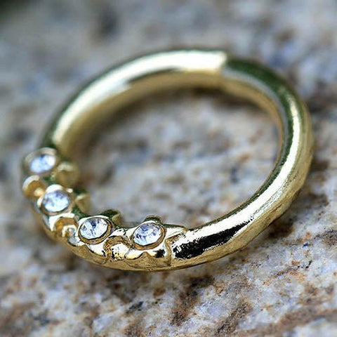 Gold Plated Jeweled Stars Annealed Seamless Ring - Impulse Piercings