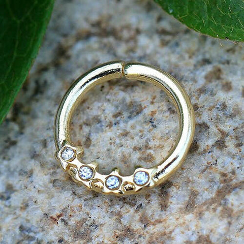 Gold Plated Jeweled Stars Annealed Seamless Ring - Impulse Piercings