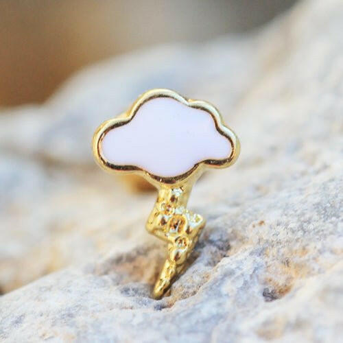 Gold Plated Lightning Cloud Cartilage Earring - Impulse Piercings