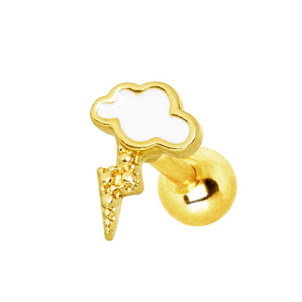 Gold Plated Lightning Cloud Cartilage Earring.