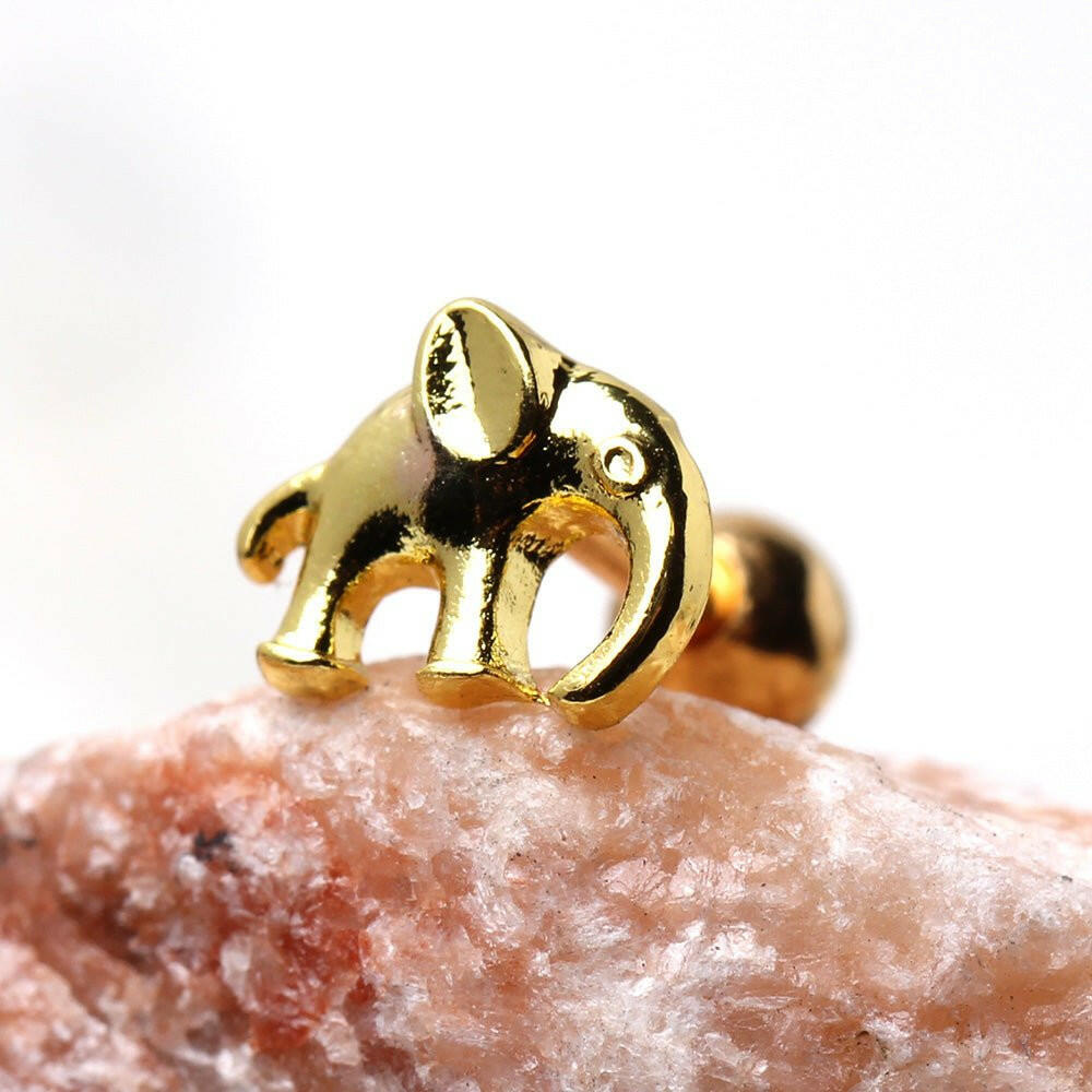 Gold Plated Long Trunk Elephant Cartilage Earring.