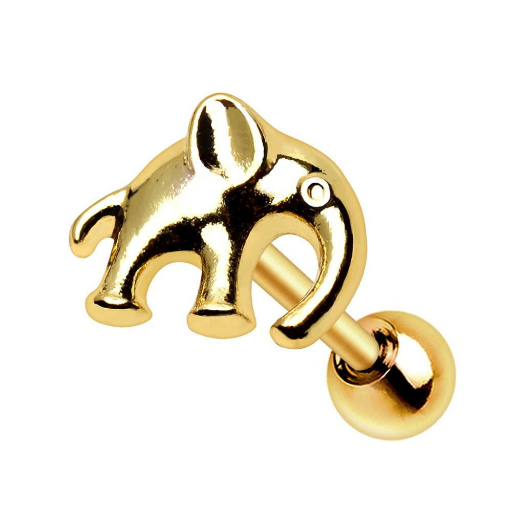 Gold Plated Long Trunk Elephant Cartilage Earring.