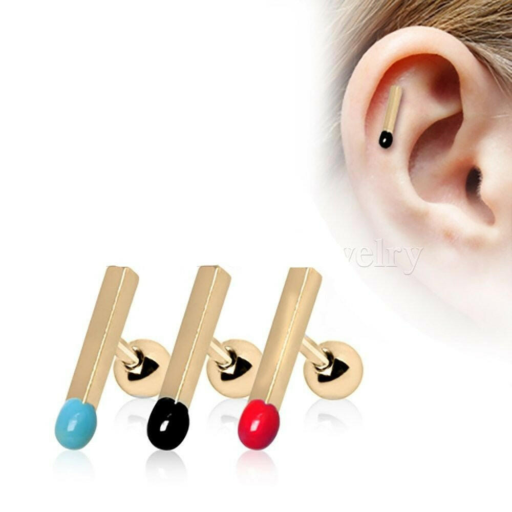 Gold Plated Matchstick Cartilage Earring.