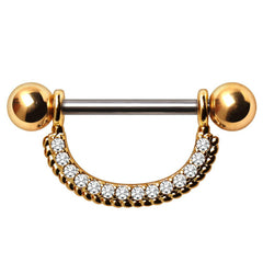 Gold Plated Ornate Multi Jeweled Nipple Shield.