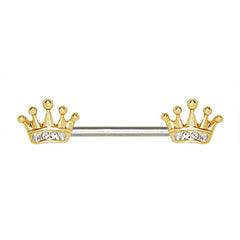 Gold Plated Princess Crown Nipple Bar.