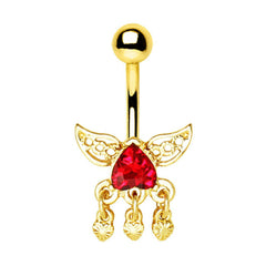 Gold Plated Reverse Winged Heart Navel Ring.