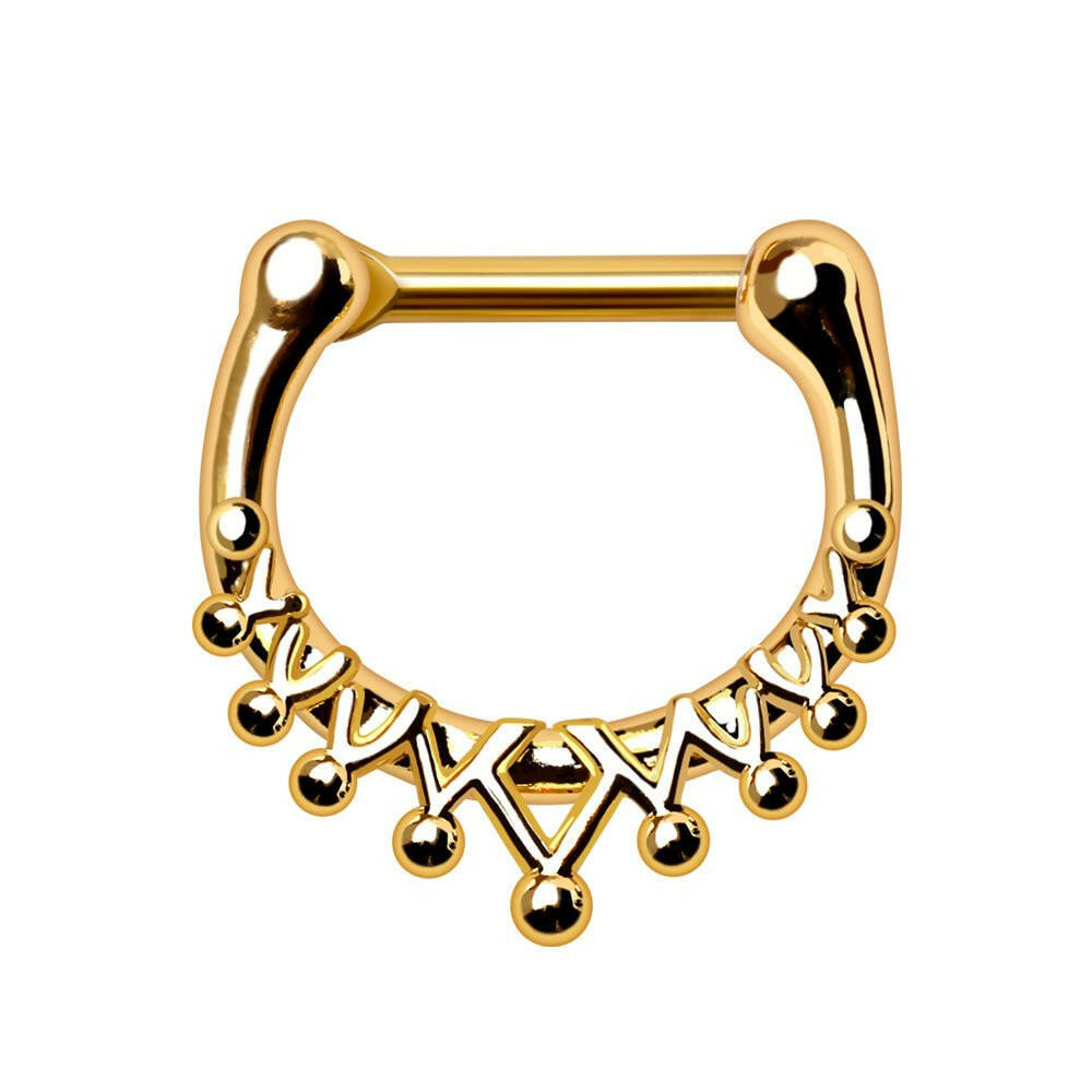 Gold Plated Royal Crown Septum Clicker.