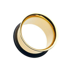 Gold Plated Single Flared Ear Gauge Tunnel Plug.