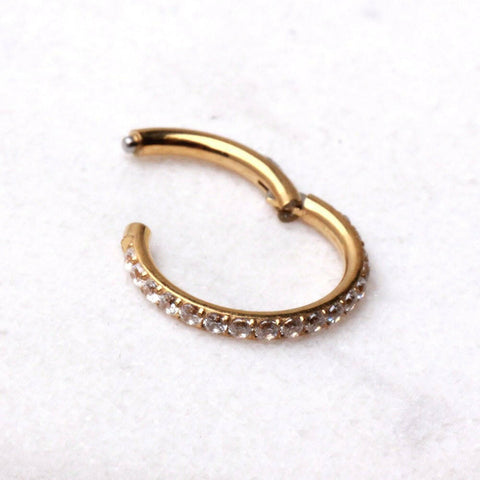 Gold Plated Stainless Steel Multi-Jeweled Clicker Ring