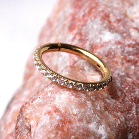 Gold Plated Stainless Steel Multi-Jeweled Clicker Ring