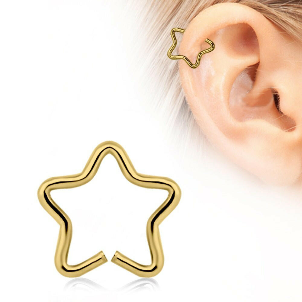 Gold Plated Star Shaped Cartilage Earring.