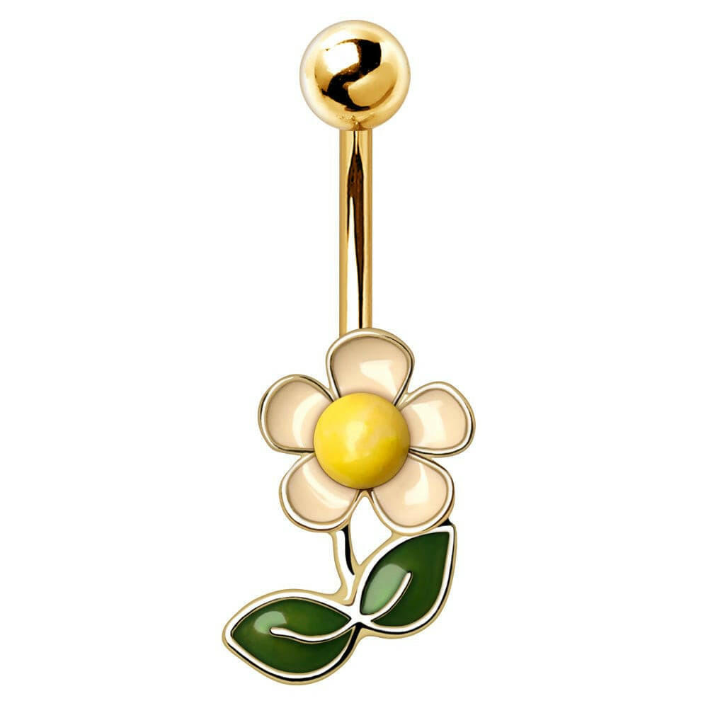 Gold Plated Summer Wildflower Navel Ring.