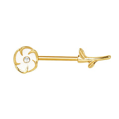 Gold Plated Sweet White Flower Nipple Bar.