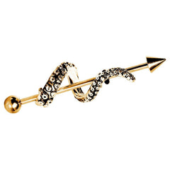 Gold Plated Tentacle Wrap Industrial Barbell.