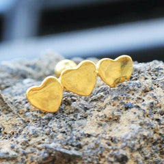 Gold Plated Triple Heart Cartilage Earring - Impulse Piercings