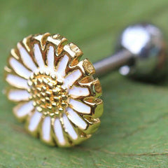 Gold Plated Wild Yellow Daisy Cartilage Earring - Impulse Piercings