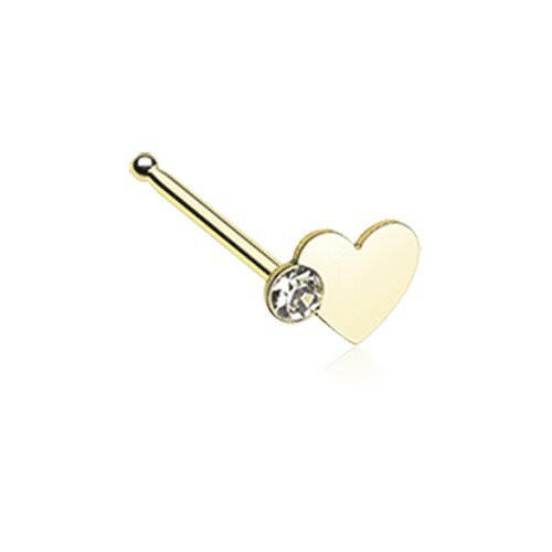 Golden Adorable Heart Sparkle Nose Stud Ring.