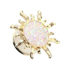 Golden Blazing Sun Opal Glitter Ear Gauge Plug.