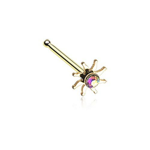 Golden Blazing Sun Sparkle Nose Stud Ring.