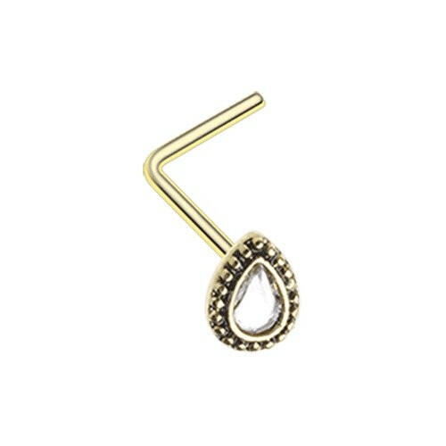 Golden Chakra Sparkle L-Shaped Nose Ring.