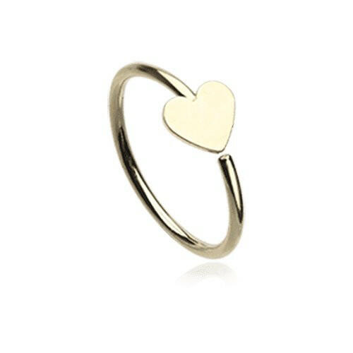 Golden Classic Heart Bendable Nose Hoop.