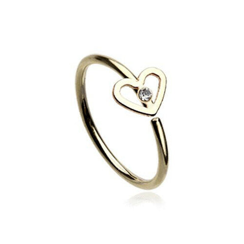 Golden Dainty Heart Bendable Nose Hoop.