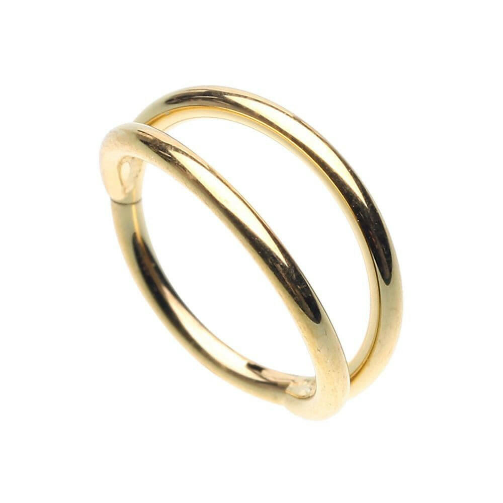 Golden Double Hoop Steel Seamless Hinged Clicker Ring.