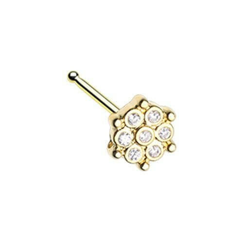 Golden Extravagant Snowflake CZ Nose Stud Ring.