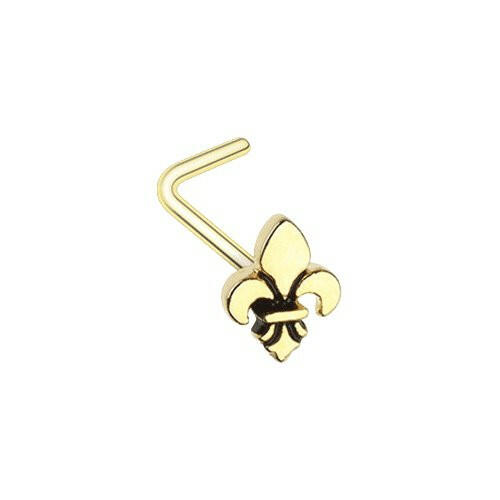 Golden Fleur De Lis L-Shape Nose Ring.