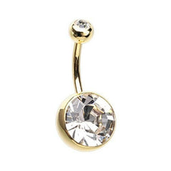 Golden Giant Sparkle Gem Ball Belly Button Ring.